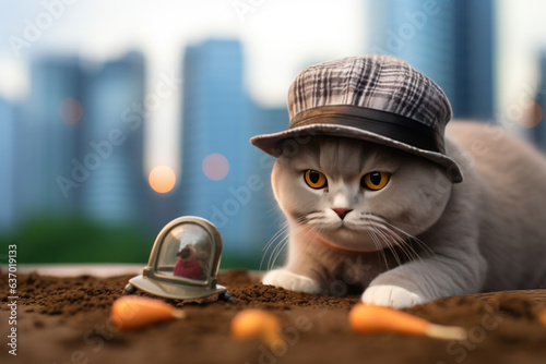 Cluehound Curiosity: The Intriguing Expedition of a Scottish Fold Investigator on the Catnip Path
 photo