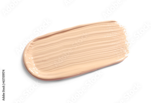 Smear of skin foundation isolated on white, top view