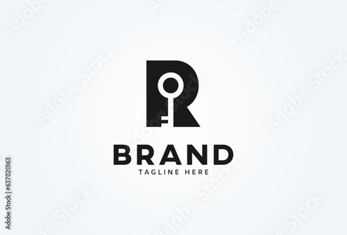 Initial R Key Logo. letter R with key inside. suitable for  Company and Real Estate logos. vector illustration