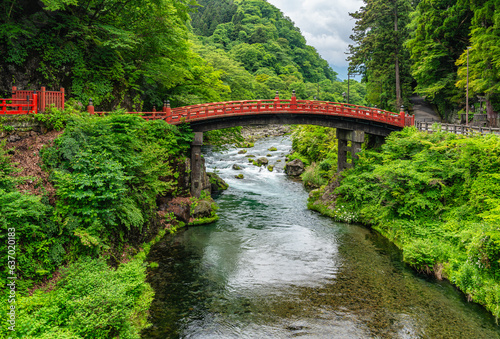 The scenic Shinkyo Bridge in Nikko. Tochigi Prefecture, Japan. photo
