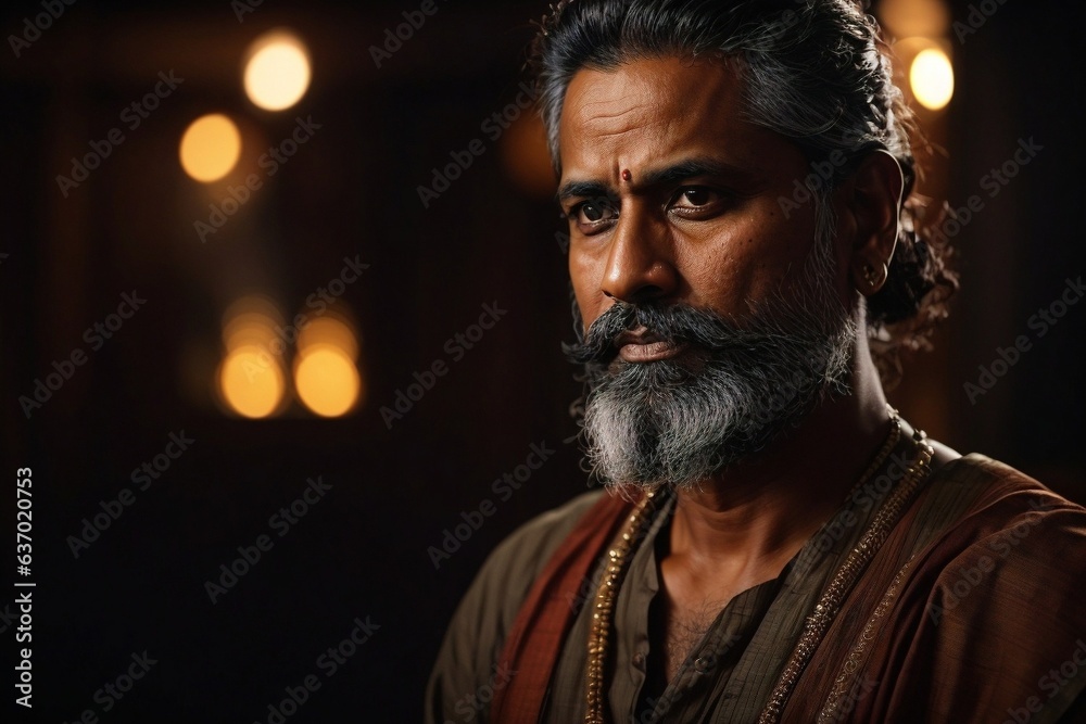 A man with a long beard and a serious expression A man with a long beard and a serious expression