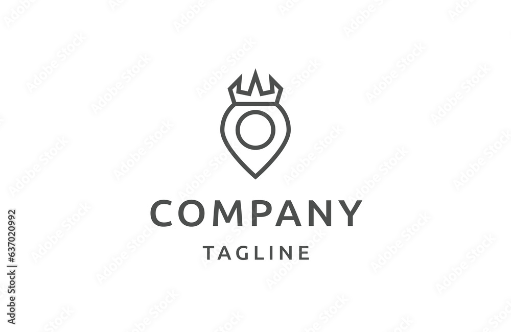 Location king with line art style logo design template flat vector Location king with line art style logo design template flat vector
