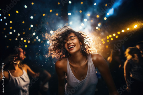 Young woman dancing at a rave party