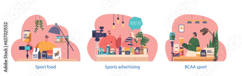 Isolated Elements with Bloggers Promotes Sports Nutrition Products On Camera, Highlighting Their Benefits