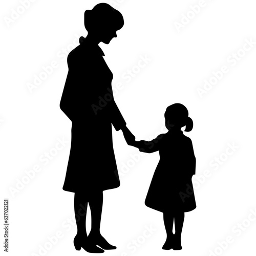 Mother and Child Silhouette. Vector Illustration