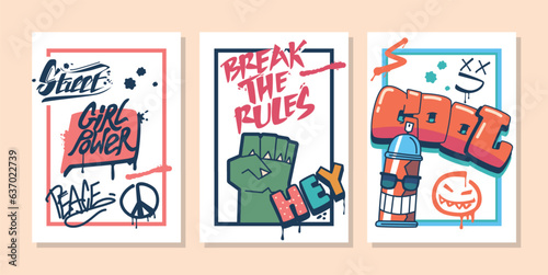 Vibrant Graffiti Banners Showcase Bold Urban Artistry, Adding A Dynamic Edge To Any Space, Vector Illustration