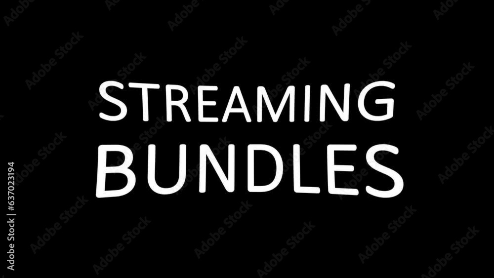 animation where title text cable Tv replaced by streaming services bundles. Modern digital animation with movies collage and montage