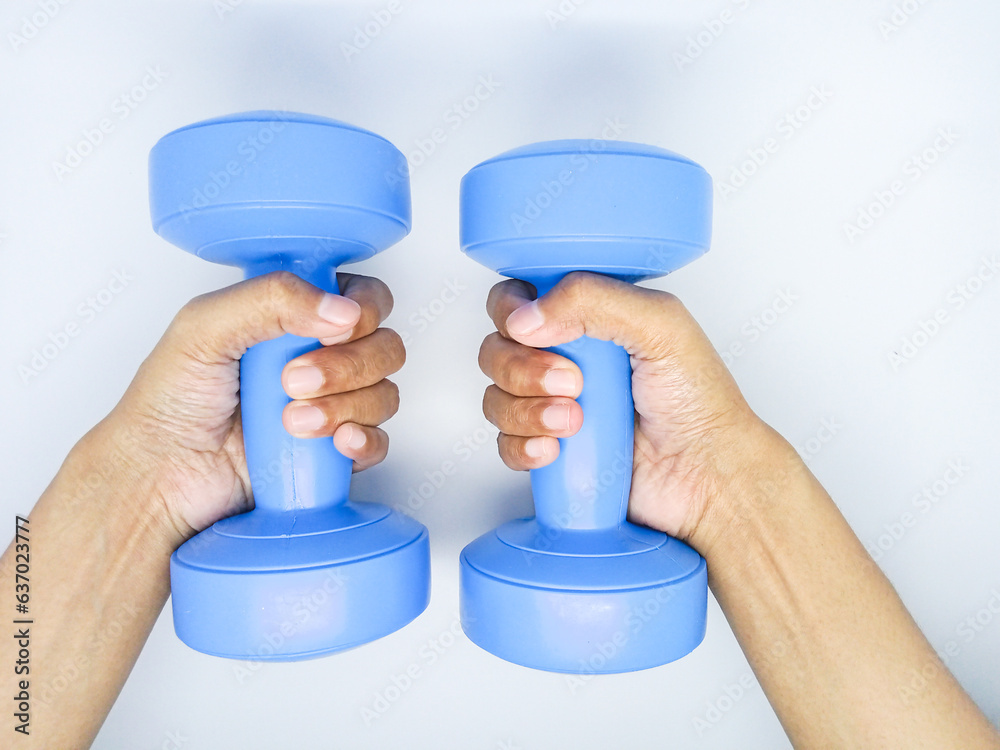 Blue colour 1kg Gym Dumble for fitness on white background. Blue colour 1kg Gym Dumble for fitness on white background.