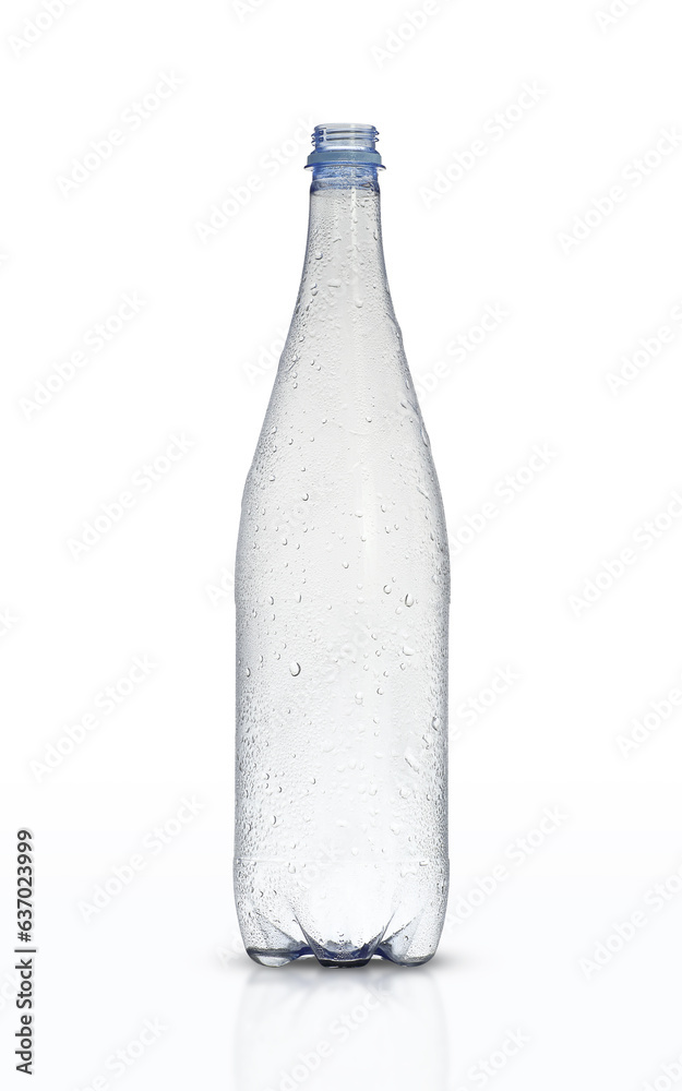 empty plastic bottle in drops of water empty plastic bottle in drops of water