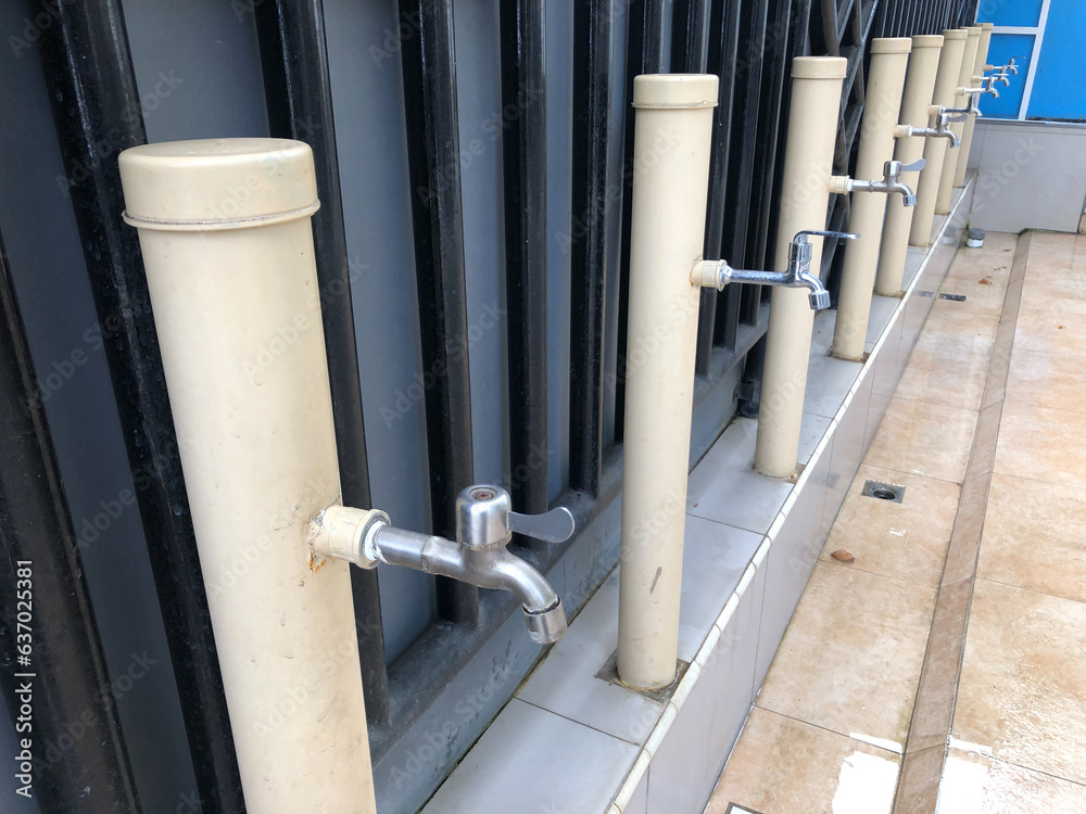 Some water taps for ablution in the mosque