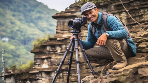 Cadreur/cameraman/photographe professionnel en action, équipé pour chaque défi, capturant chaque moment avec précision et expertise.
