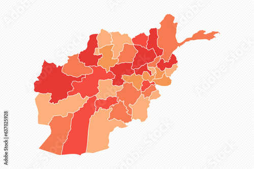 Colorful Afghanistan Divided Map Illustration