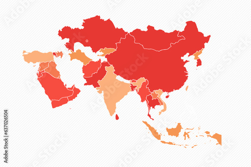 Colorful Asia Divided Map Illustration