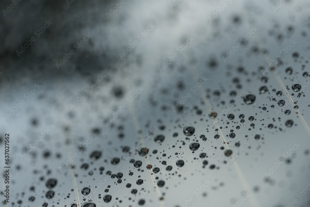 Water droplet on the car glass with hydrophobic treatment Water droplet on the car glass with hydrophobic treatment
