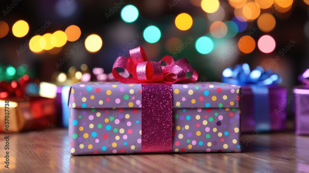 Christmas background with festive gift box. holiday gift box. Festive New Year template for postcard and banner design. greeting card generative ai Christmas background with festive gift box. holiday gift box. Festive New Year template for postcard and banner design. greeting card generative ai