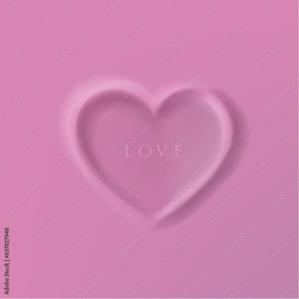 Abstract 3D pink heart shape background for love cosmetic products. Collection of luxury geometric background with copy space.