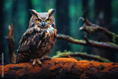 Majestic Great Horned Owl in its Natural Habitat © Andrii 