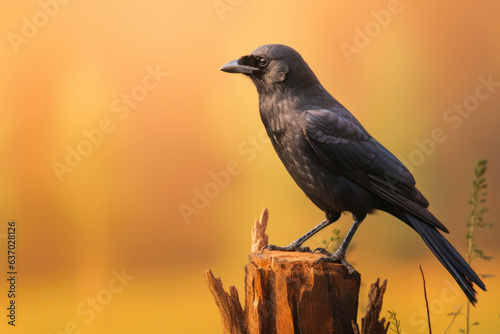 Wild American Crow on a Secluded Background