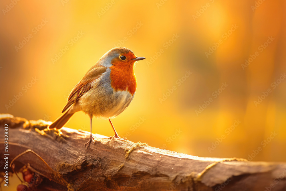 Elegant European Robin in Its Natural Solitude Elegant European Robin in Its Natural Solitude