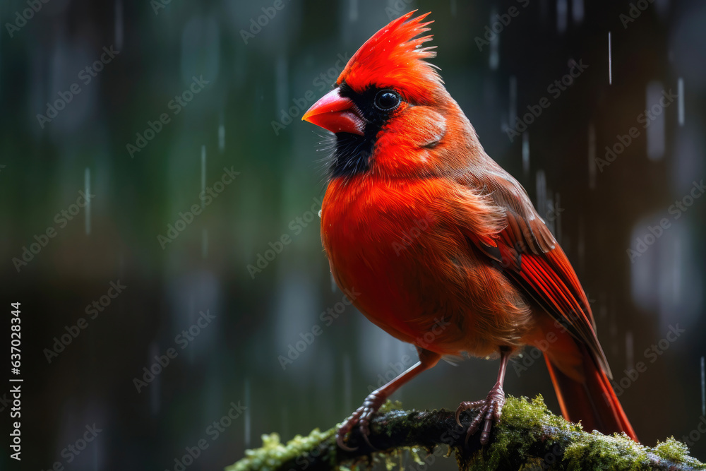 Majestic Cardinal Alone in its Natural Habitat