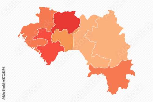 Colorful Guinea Divided Map Illustration