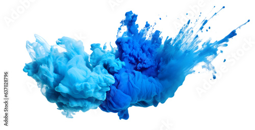 Blue powder splash isolated on transparent background