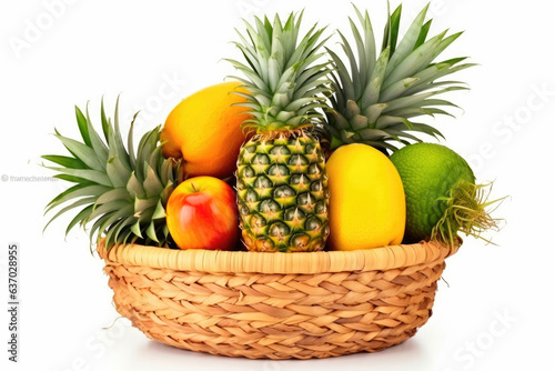 Exotic Fruits in a White Basket