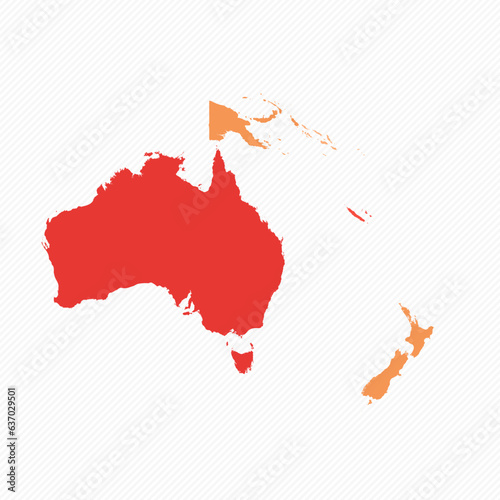 Colorful Oceania Divided Map Illustration