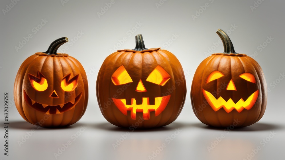 Halloween pumpkins created with Generative AI Halloween pumpkins created with Generative AI