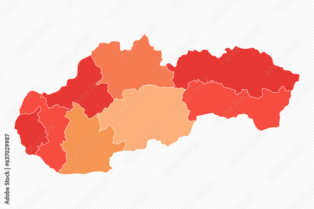 Colorful Slovakia Divided Map Illustration