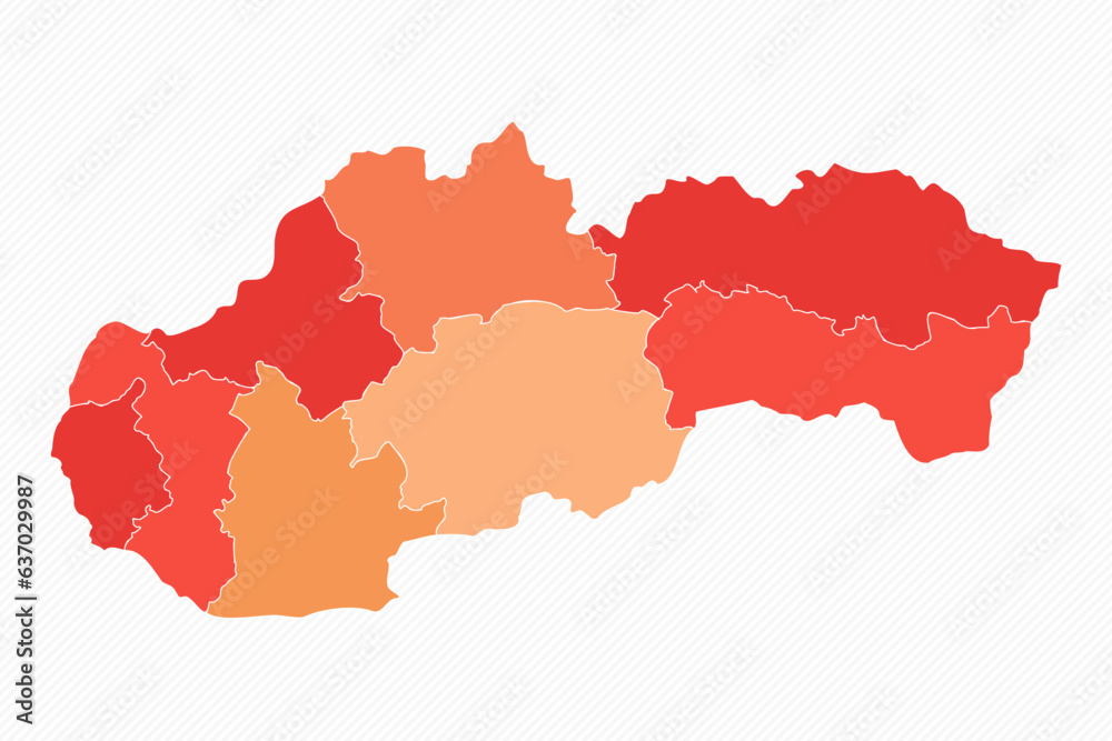 Colorful Slovakia Divided Map Illustration Colorful Slovakia Divided Map Illustration