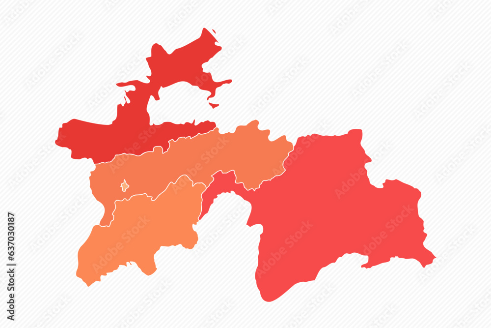 Colorful Tajikistan Divided Map Illustration