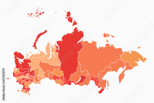 Colorful Russia Divided Map Illustration