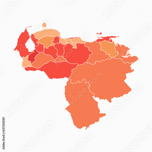 Colorful Venezuela Divided Map Illustration