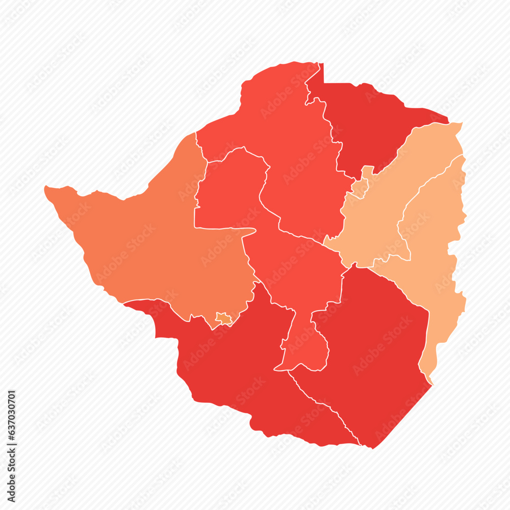 Colorful Zimbabwe Divided Map Illustration