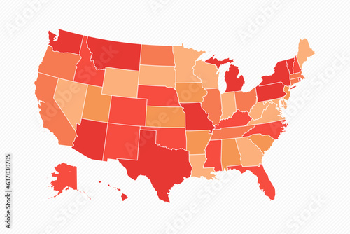 Colorful United States Divided Map Illustration