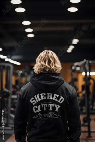 A man wearing a hoodie standing in a gym