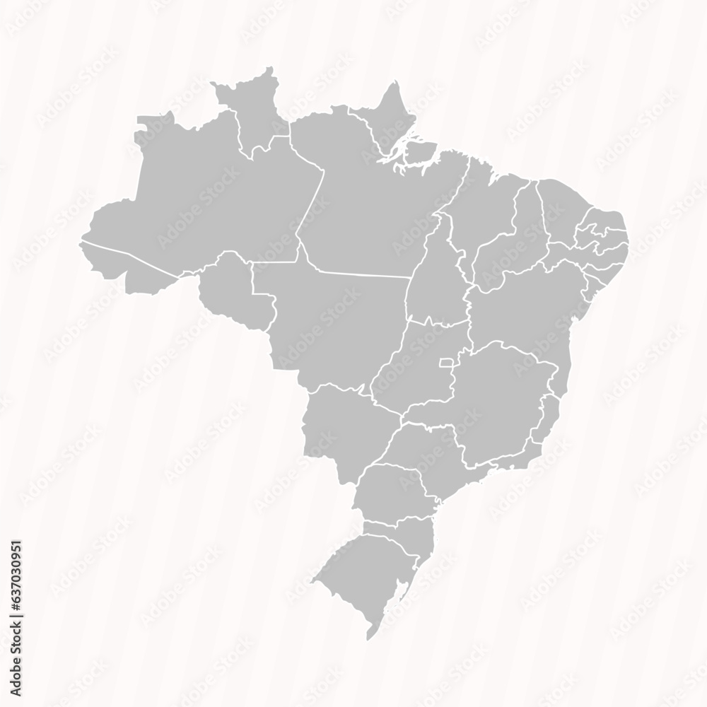 Fototapeta premium Detailed Map of Brazil With States and Cities