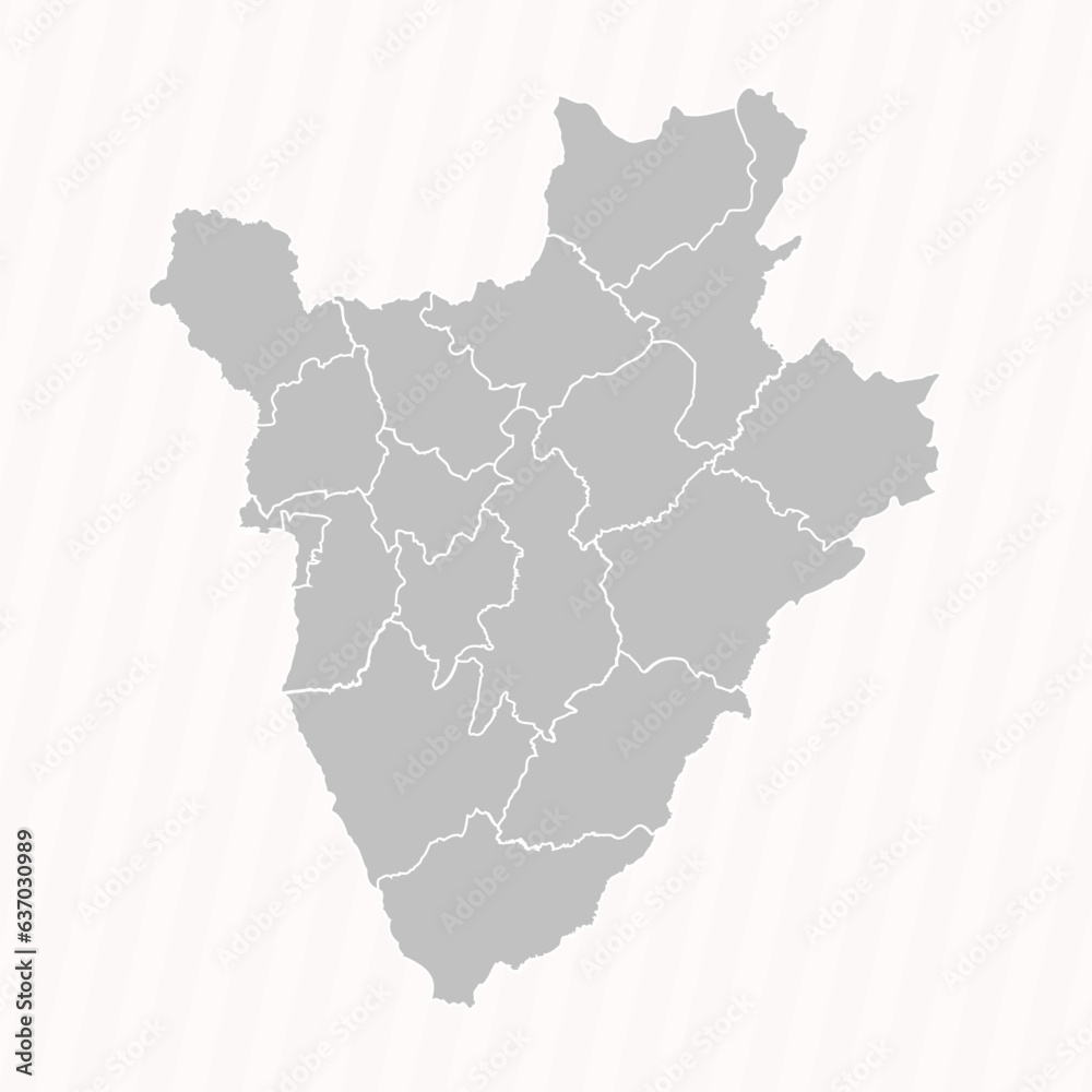 Fototapeta premium Detailed Map of Burundi With States and Cities