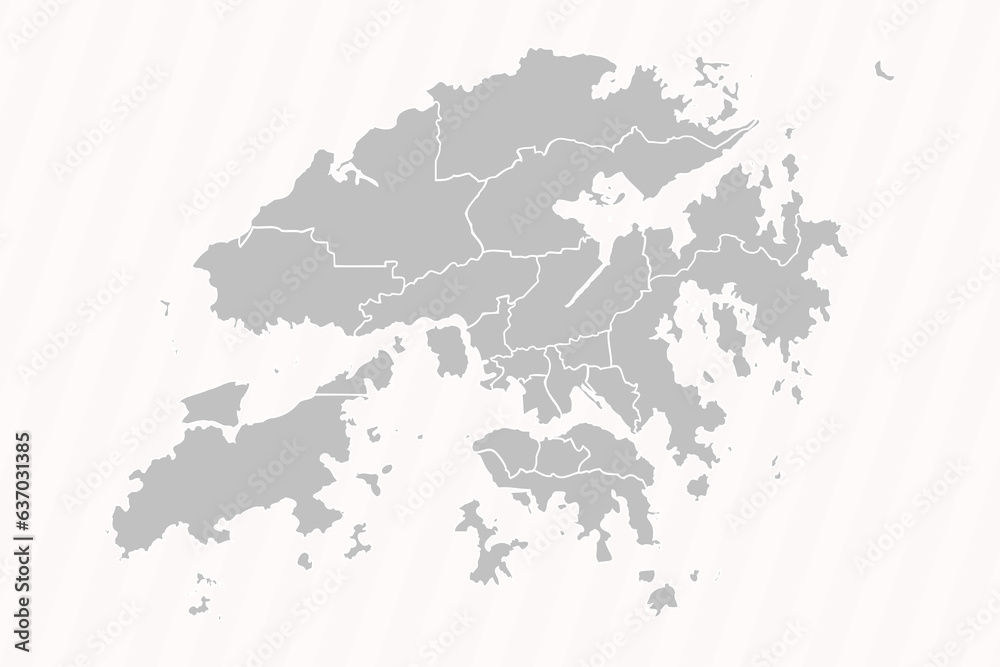 Fototapeta premium Detailed Map of Hong Kong With States and Cities