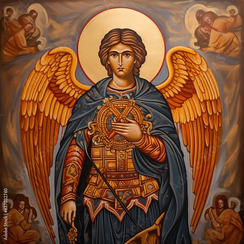 Divine Byzantine Archangel Icon: Reverent Artistry and Spiritual Grace