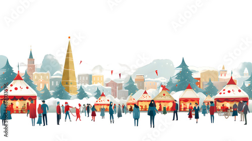 Christmas Fair winter city park flat design illustration isolated on transparent background