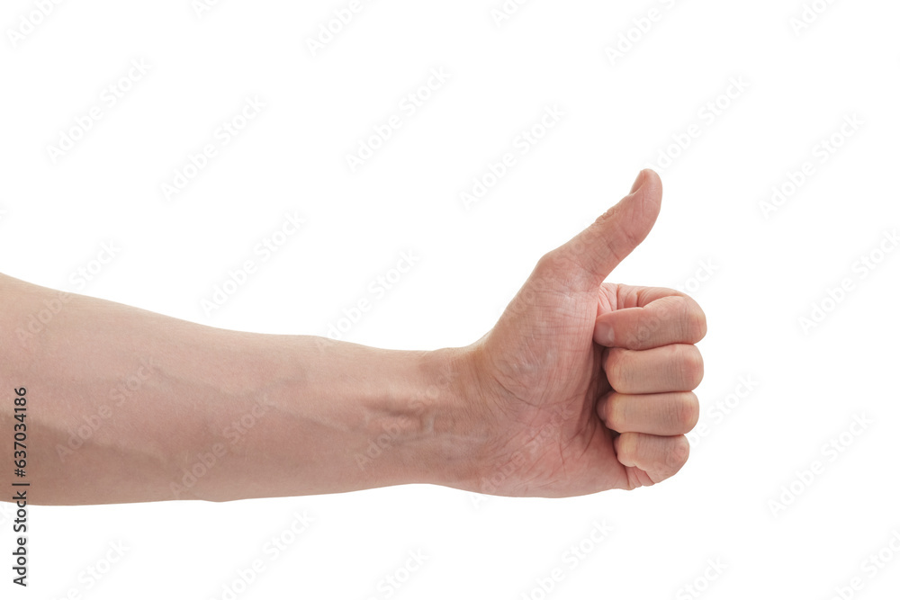 Man hand thumb up gesture isolated on white Man hand thumb up gesture isolated on white