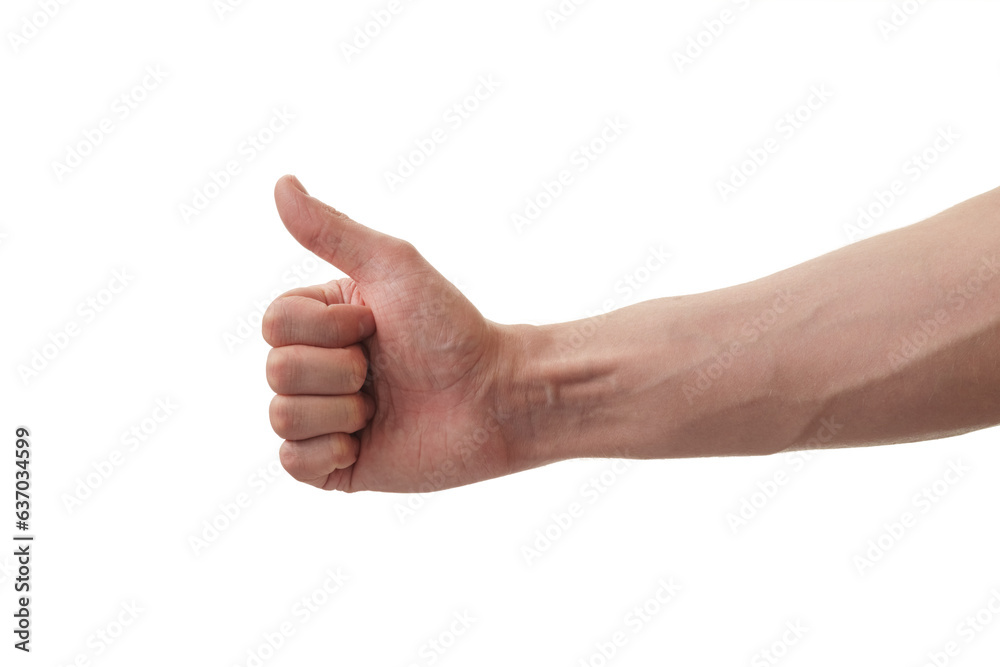 Man hand thumb up gesture isolated on white Man hand thumb up gesture isolated on white