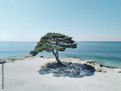 Bonsai art  green pine   beautiful background