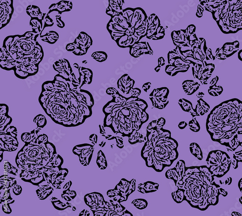 Flowers seamless pattern .big flowers vector . small floral with leaves