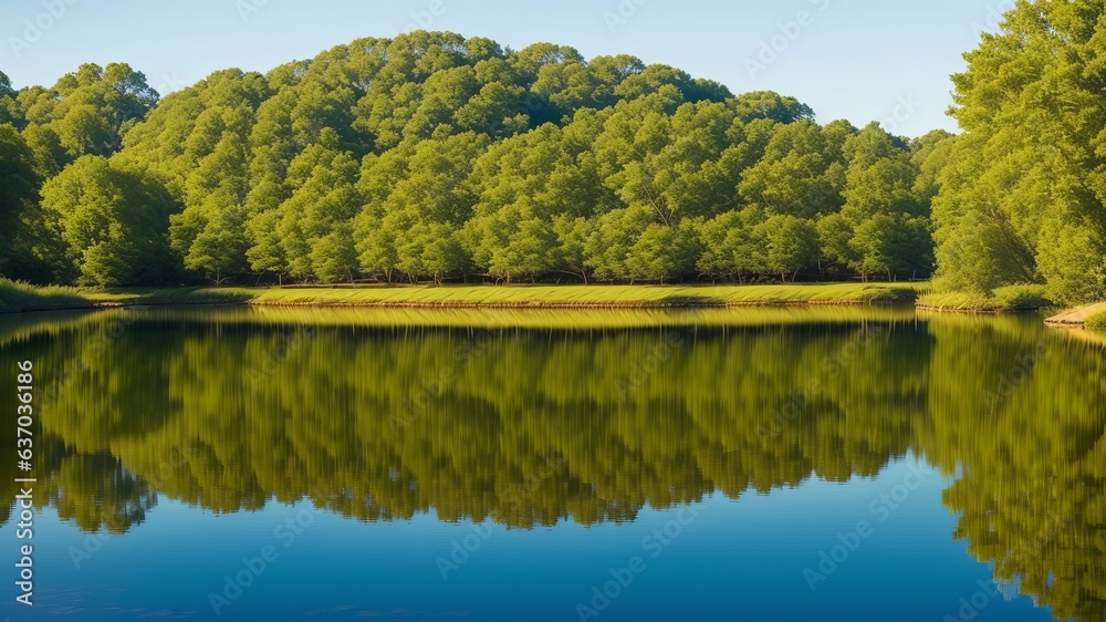 capturing the quietness of a lakeside safe house, where the water's surface mirrors the encompassing tranquility. Creative resource, AI Generated capturing the quietness of a lakeside safe house, where the water's surface mirrors the encompassing tranquility. Creative resource, AI Generated