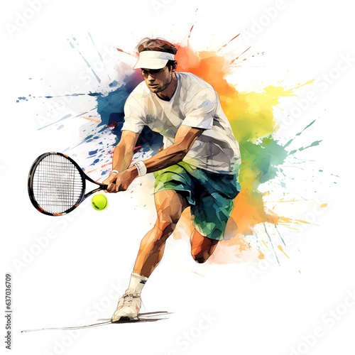 Dynamic Tennis Player: Energetic Athlete Showcasing Skill and Passion 