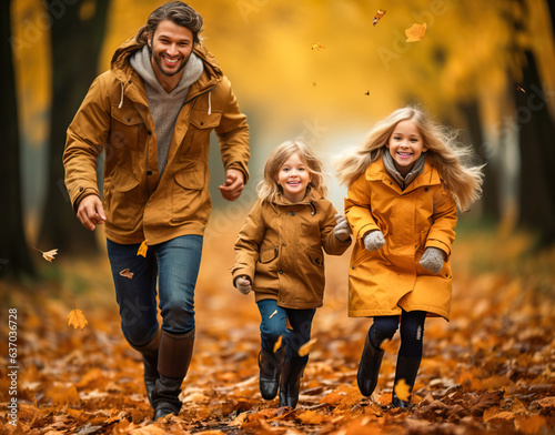 Family walk in autumn, gene...