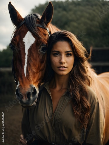 A stunning woman posing with a majestic horse